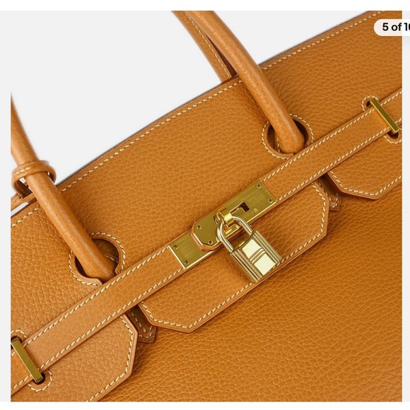 AUTHENTIC HERMES BIRKIN 40 Ardennes leather natural brown travel satchel - Picture 5 of 10